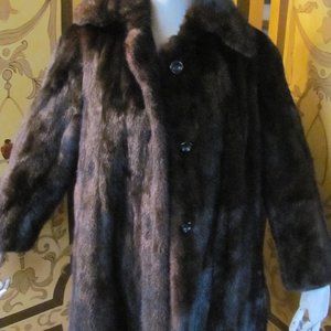 Vintage Dark Brown Mink Fur Jacket Coat Classic Look One Size 1970s